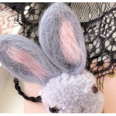 Handmade Long Ear Rabbit Kids Elastic Hair Ties